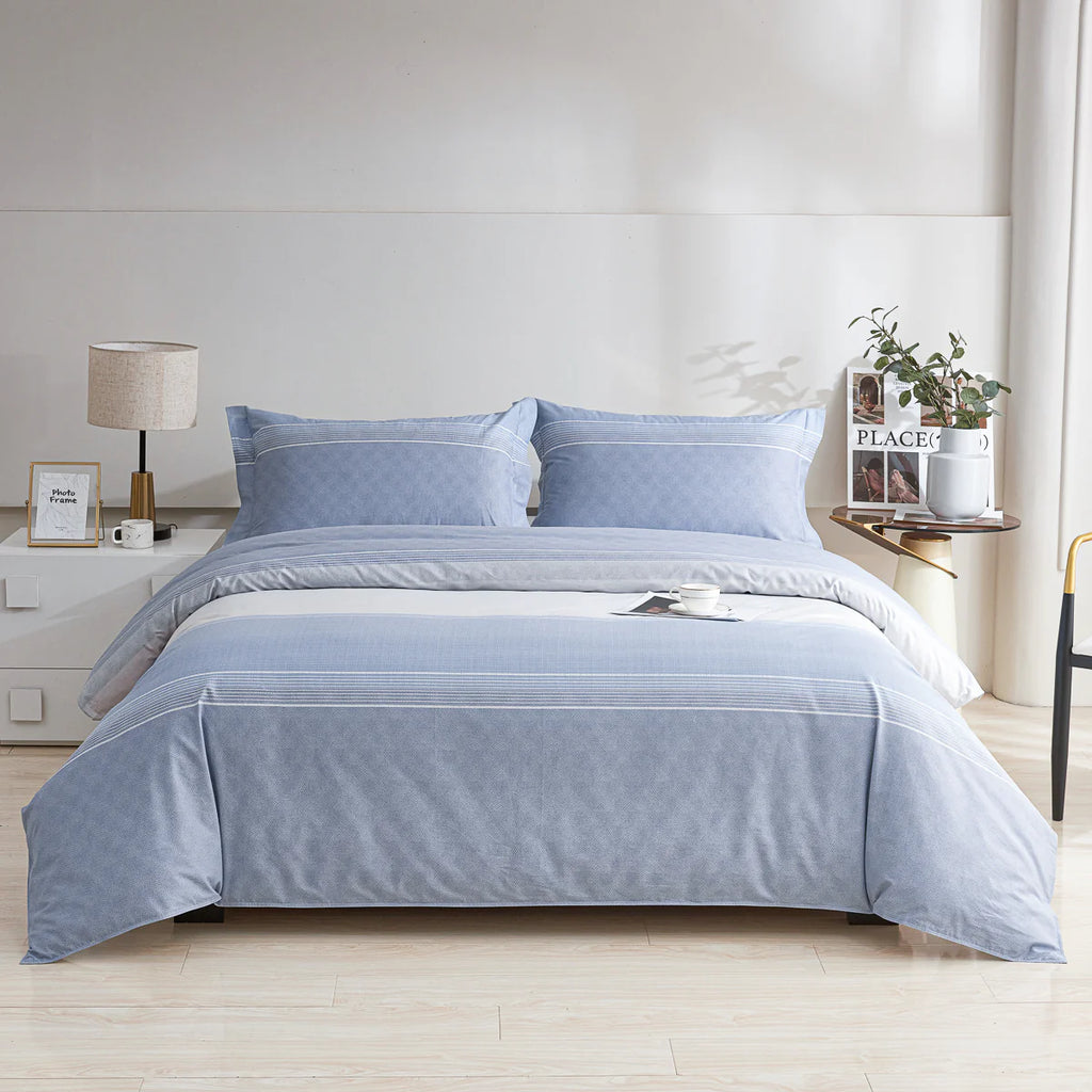 Borgan Cotton Fitted Sheet Duvet Cover Set