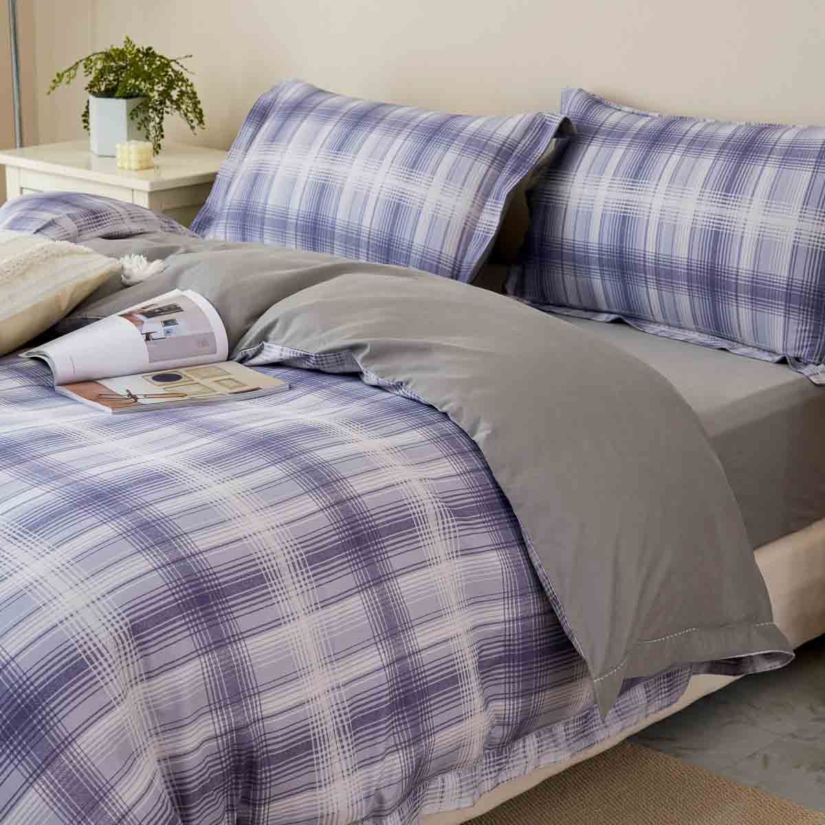 Jasper Plaid Brushed Cotton Fitted Sheet Set