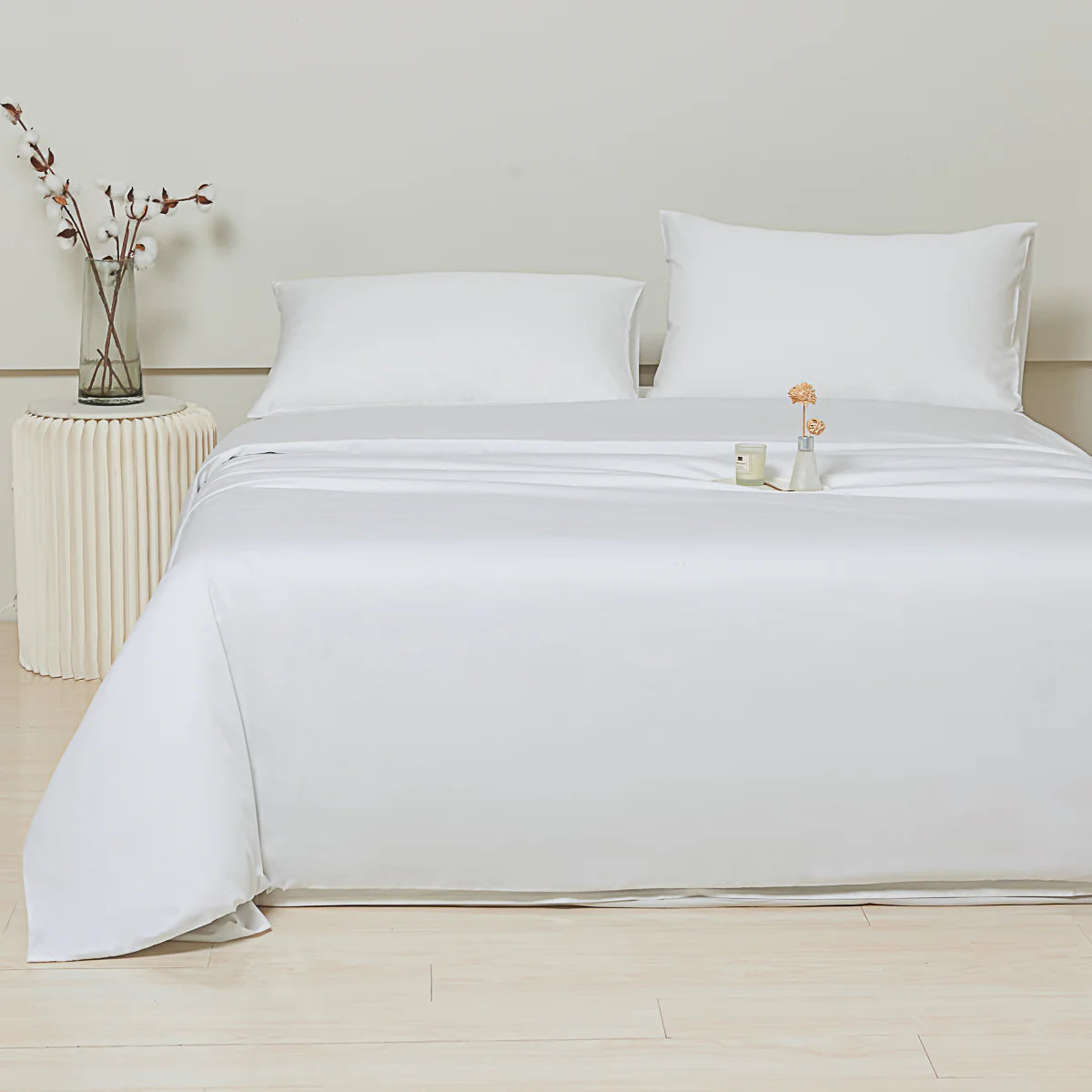 Snowflake White Premium Cotton Duvet Cover Set