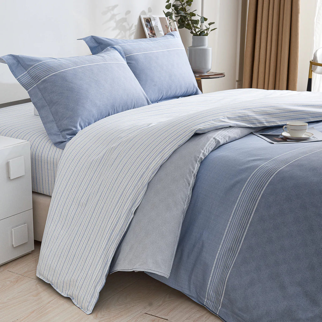 Borgan Cotton Fitted Sheet Duvet Cover Set