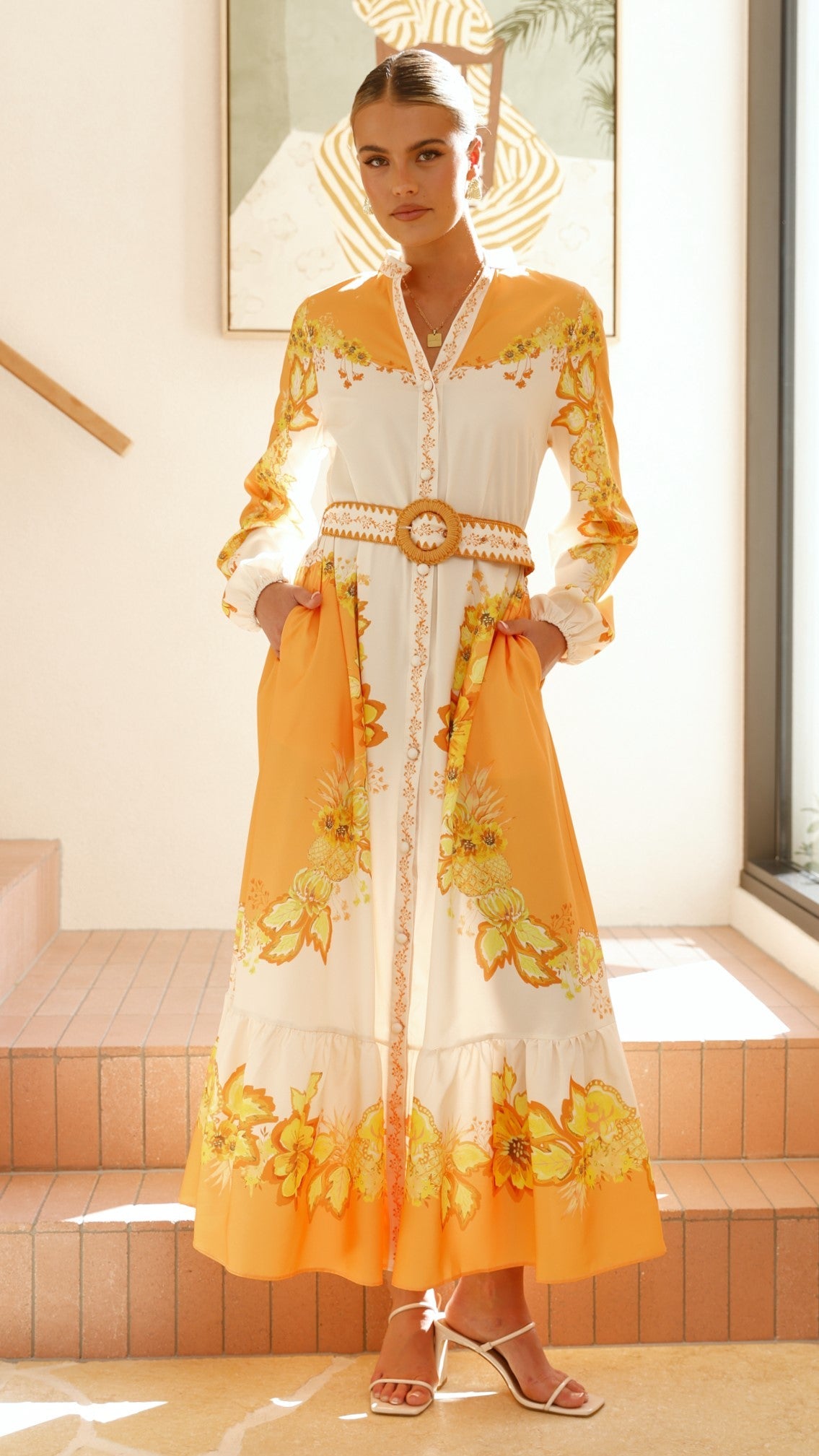 Addison Maxi Dress - Orange/Yellow Floral