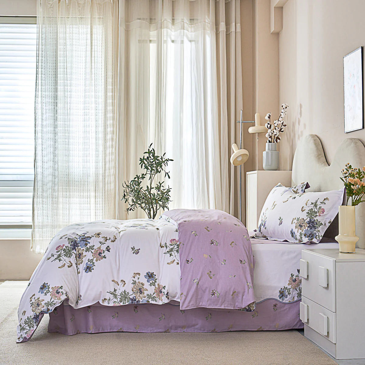 Pura Cotton Bedskirt Duvet Cover Set