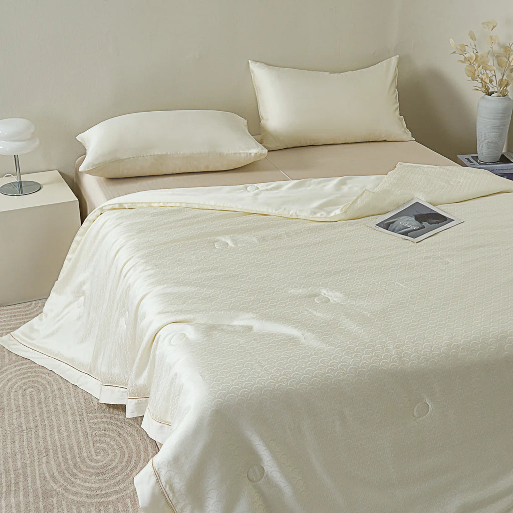 Lily White Tencel™ Jacquard Light Comforter