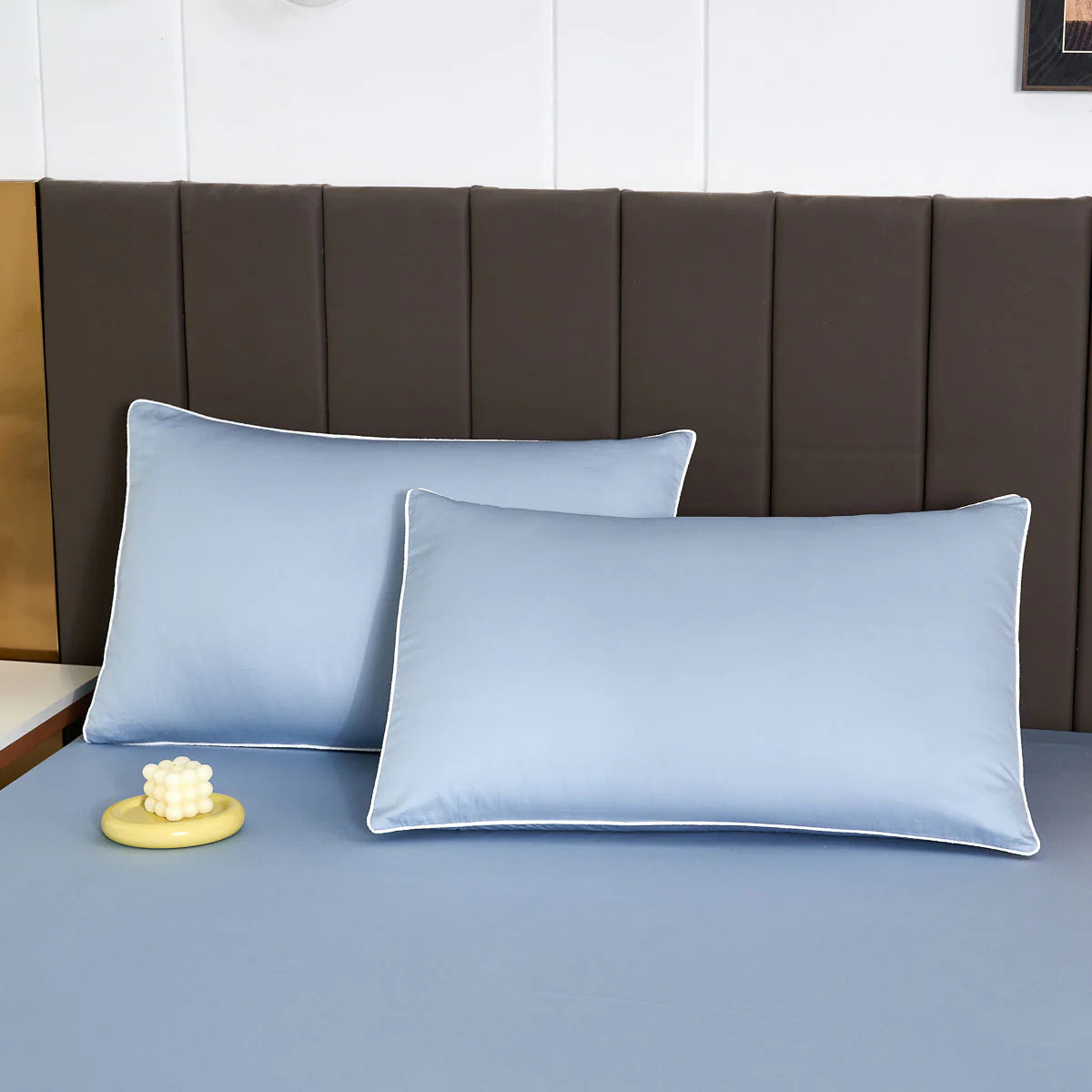 Gentle Blue Solid Color Premium Cotton Fitted Sheet Set