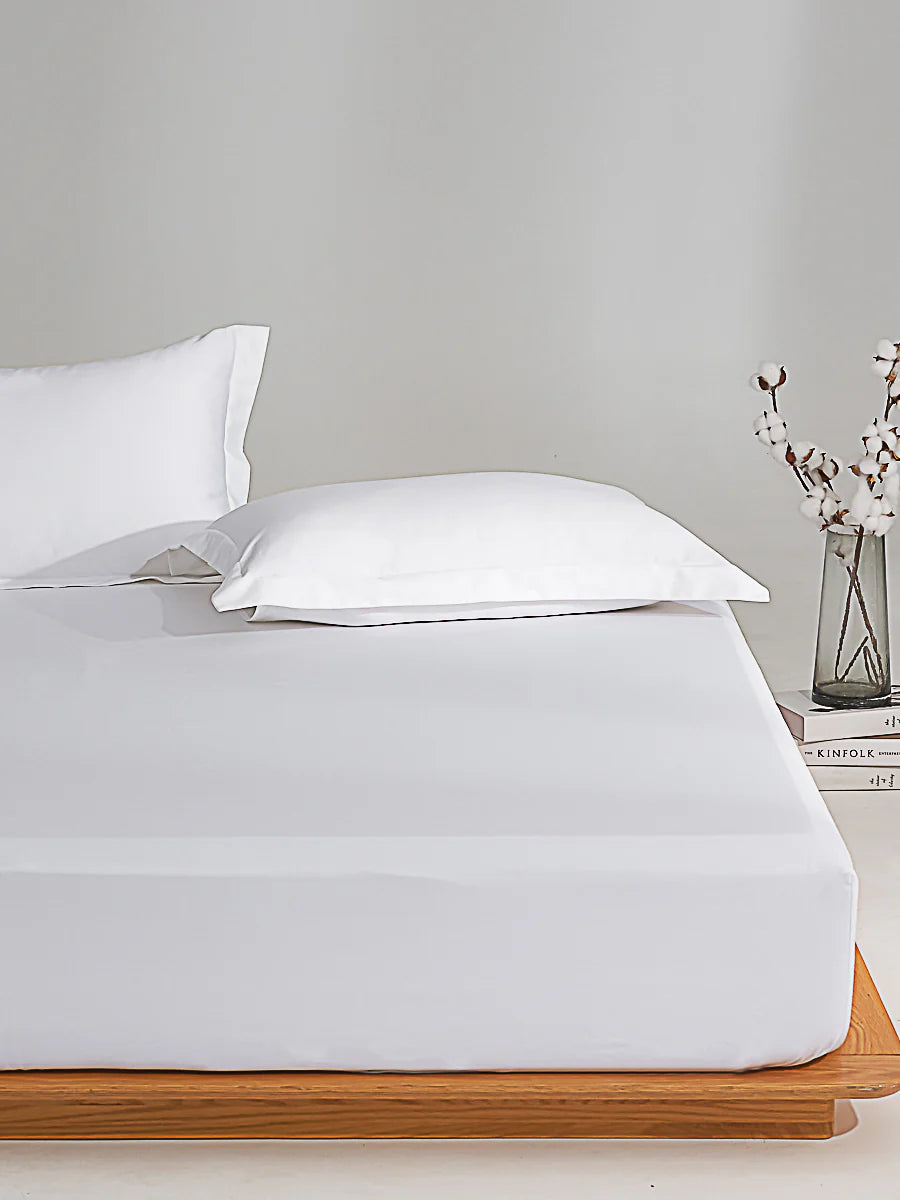 Snowflake White Premium Cotton Fitted Sheet