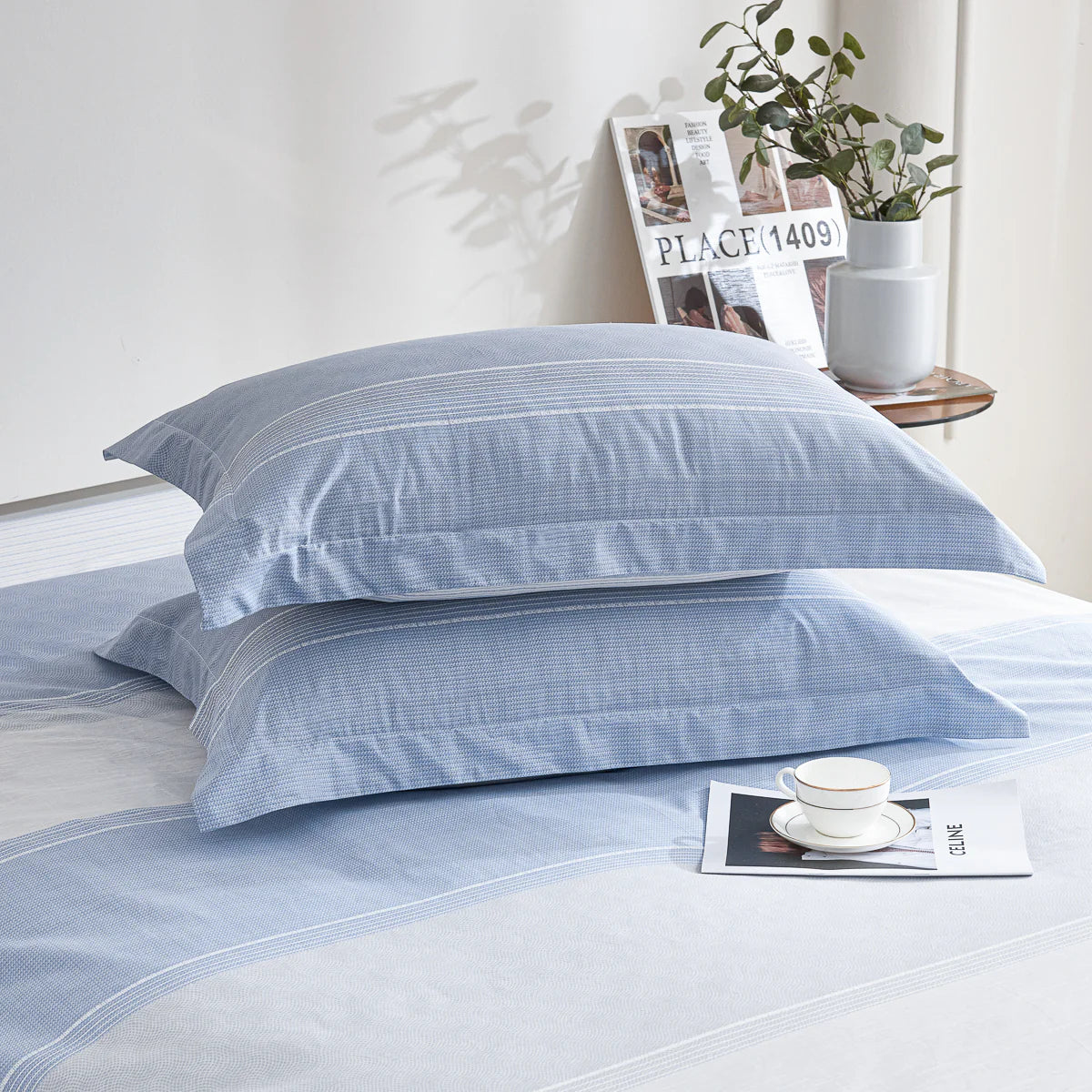 Borgan Cotton Fitted Sheet Duvet Cover Set