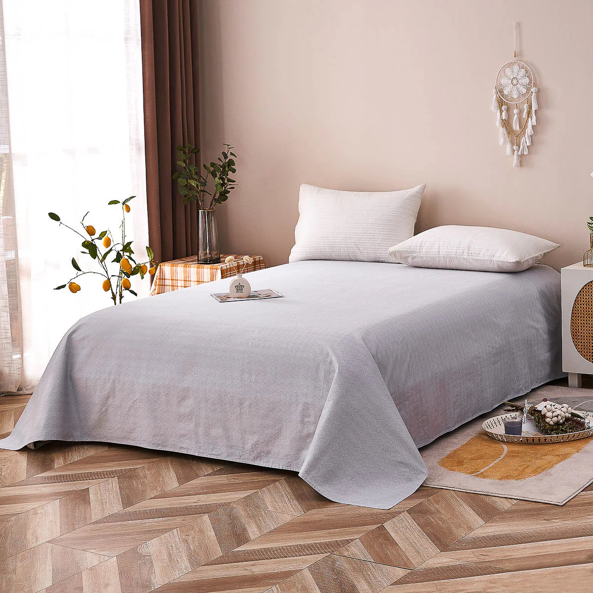 Alpha-Glacier Gray Cotton Flat Sheet