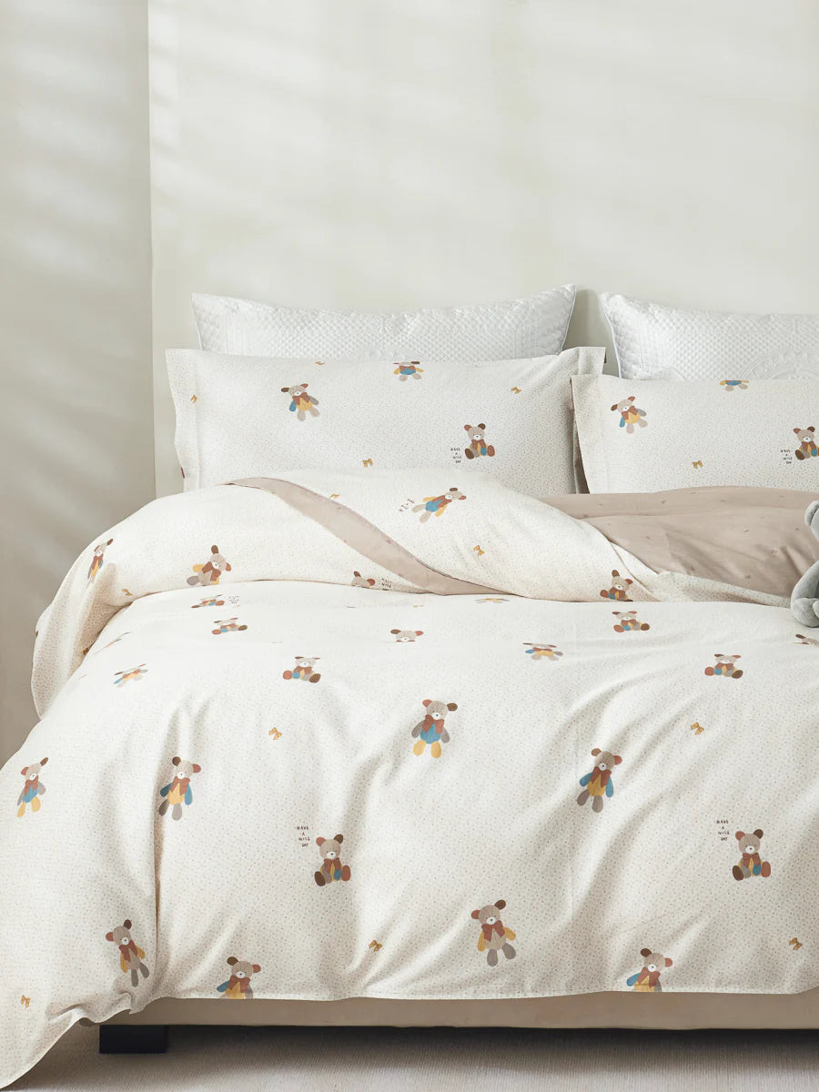 Tara Cotton Fitted Sheet Duvet Cover Set