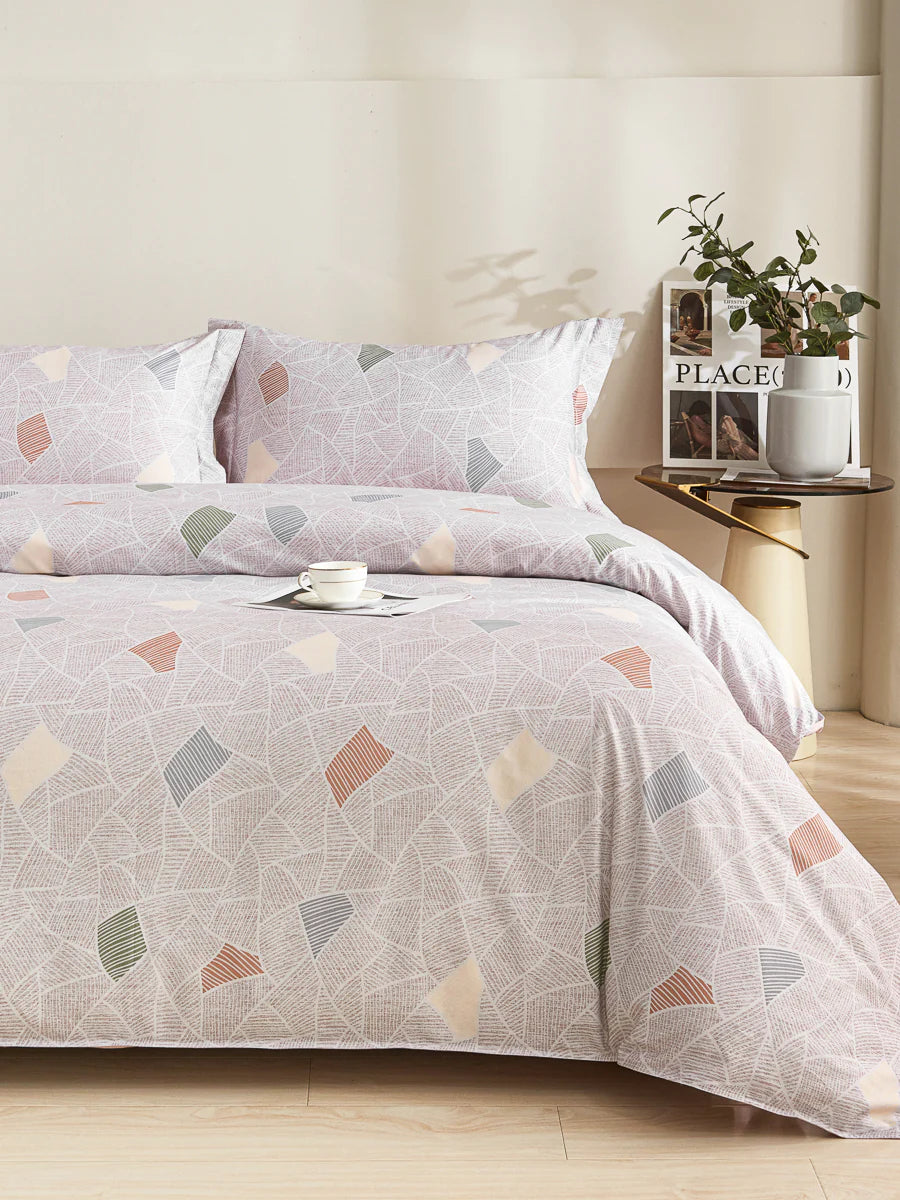 Memory Cotton Fitted Sheet Duvet Cover Set