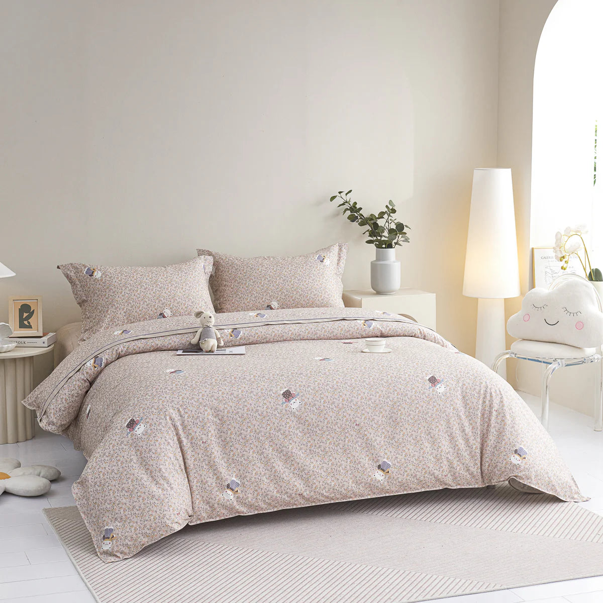 Berry Cotton Fitted Sheet Duvet Cover Set