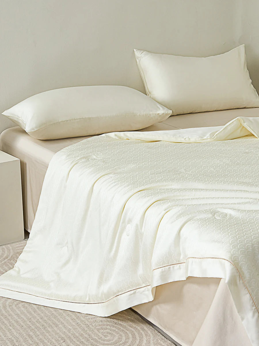 Lily White Tencel™ Jacquard Light Comforter