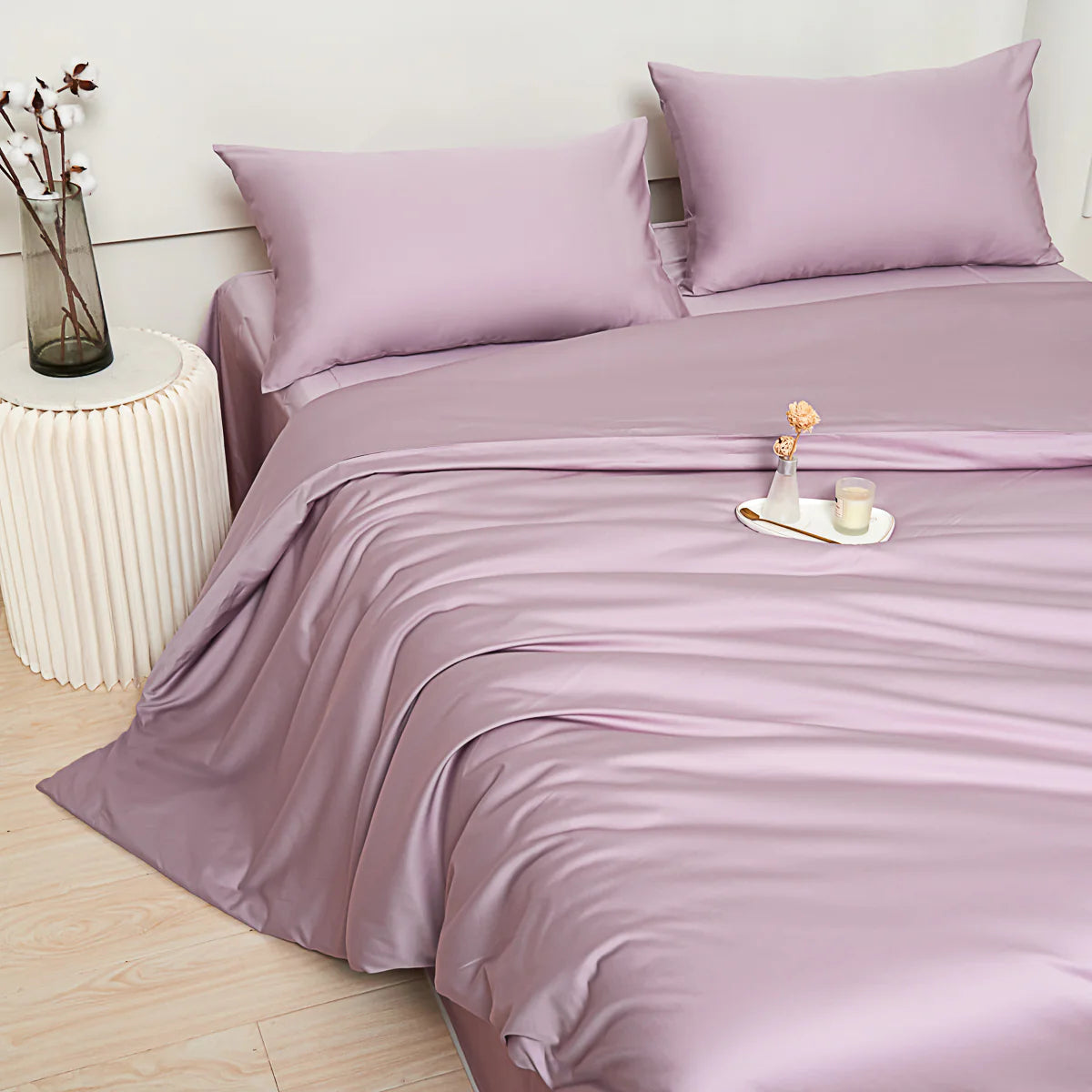 Pearlish Purple Premium Cotton Duvet Cover Set