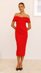 Holly Midi Dress - Red