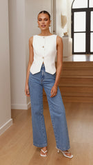 Alexis Button Up Vest - White