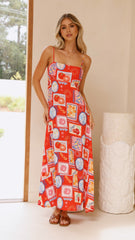 Indigo Maxi Dress - Travel Tales Red