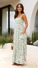 Jaylene Maxi Dress - Green Print