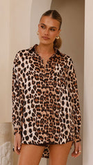 Koa Button Up Top - Leopard Print