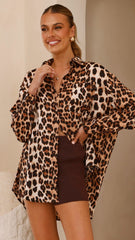Koa Button Up Top - Leopard Print