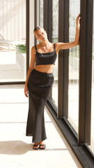 Amani Linen Maxi Skirt - Black