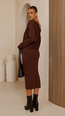 Iluka Knit Midi Skirt - Chocolate