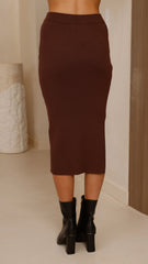 Iluka Knit Midi Skirt - Chocolate