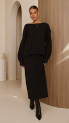 Cohen Knit Midi Skirt - Black