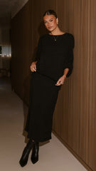 Cohen Knit Midi Skirt - Black