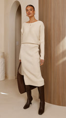 Iluka Knit Midi Skirt - Beige