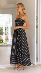 Kaethe Maxi Dress - Black / White Stripe