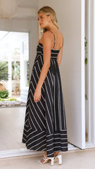 Kaethe Maxi Dress - Black / White Stripe