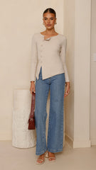 Addison Long Sleeve Top - Stone