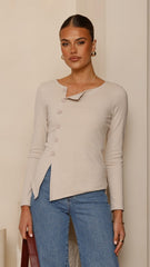 Addison Long Sleeve Top - Stone