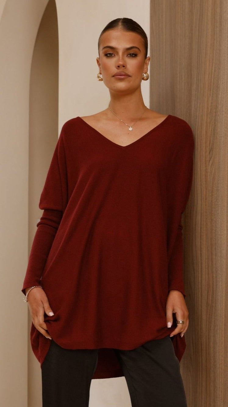 Amalia Knit Top - Burgundy
