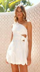 Jaya One Shoulder Mini Dress - White