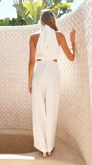 Lara Halter Neck Wide Leg Jumpsuit - White