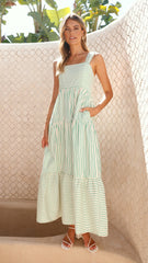 Laylah Maxi Dress - Green Stripe