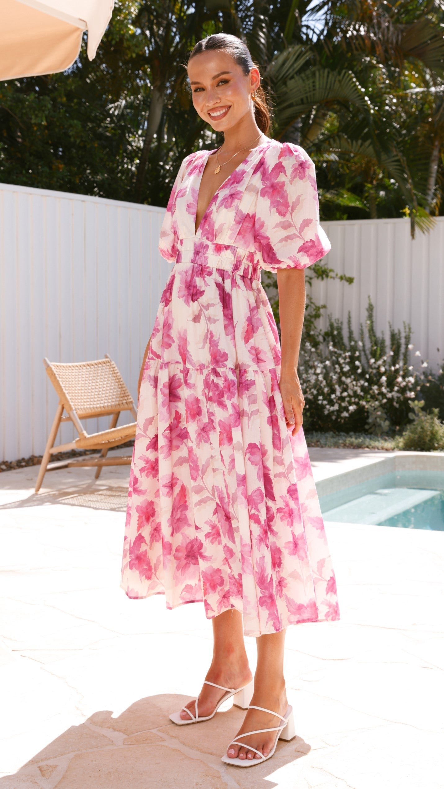 Erin Midi Dress - Pink Floral