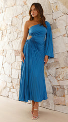 Gwen One Shoulder Maxi Dress - Blue