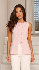 Elda Bow Front Top - Pink