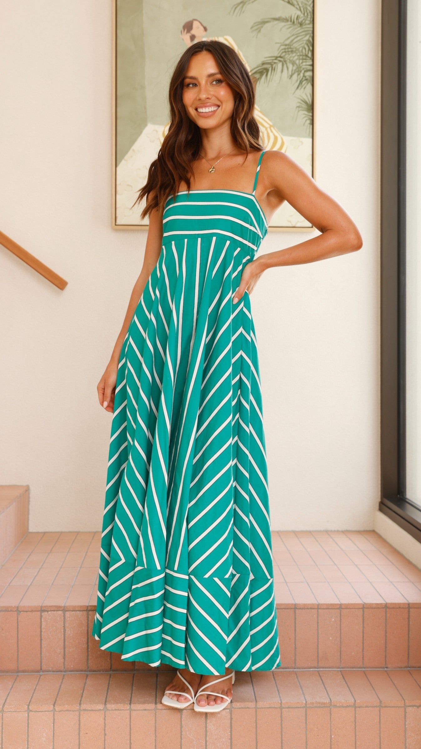 Kaethe Maxi Dress - Green Stripe