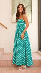 Kaethe Maxi Dress - Green Stripe