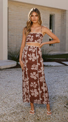 Kiva Crop Top - Brown Daylillies