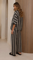 Layla Knit Wide Leg Pants - Black