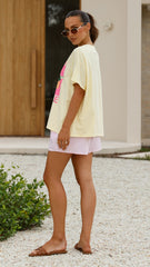 Amalfi Limone Top and Shorts Set - Yellow/Pink