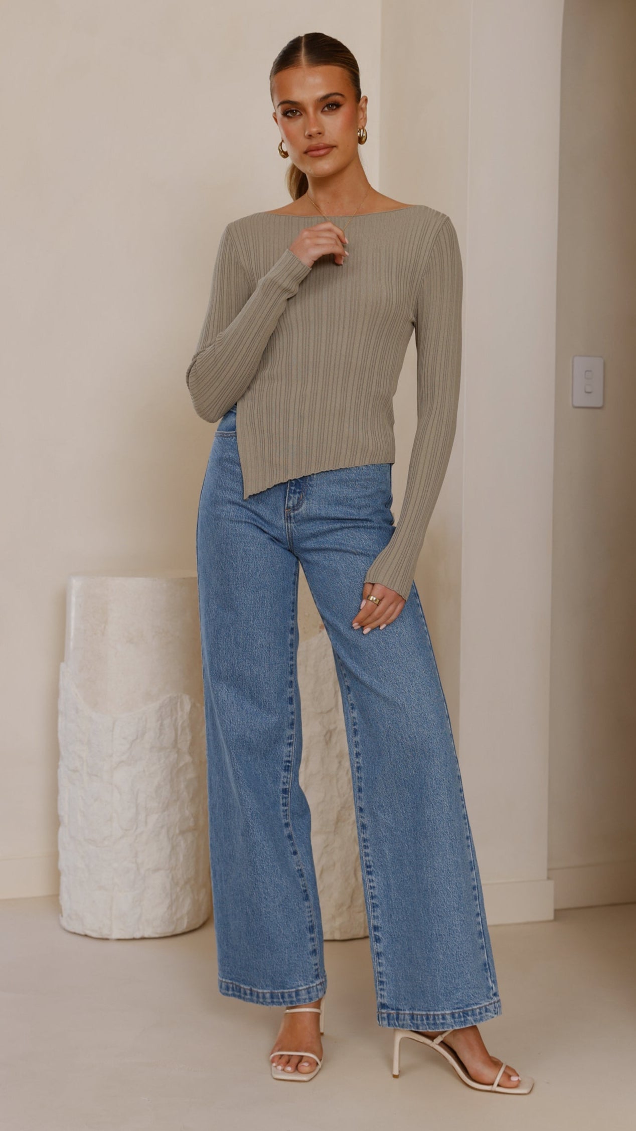 Isla Long Sleeve Top - Khaki