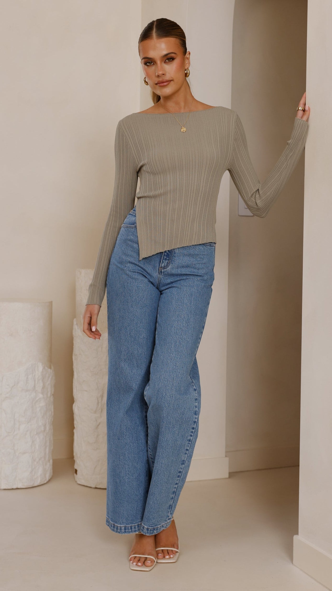Isla Long Sleeve Top - Khaki