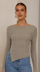 Isla Long Sleeve Top - Khaki