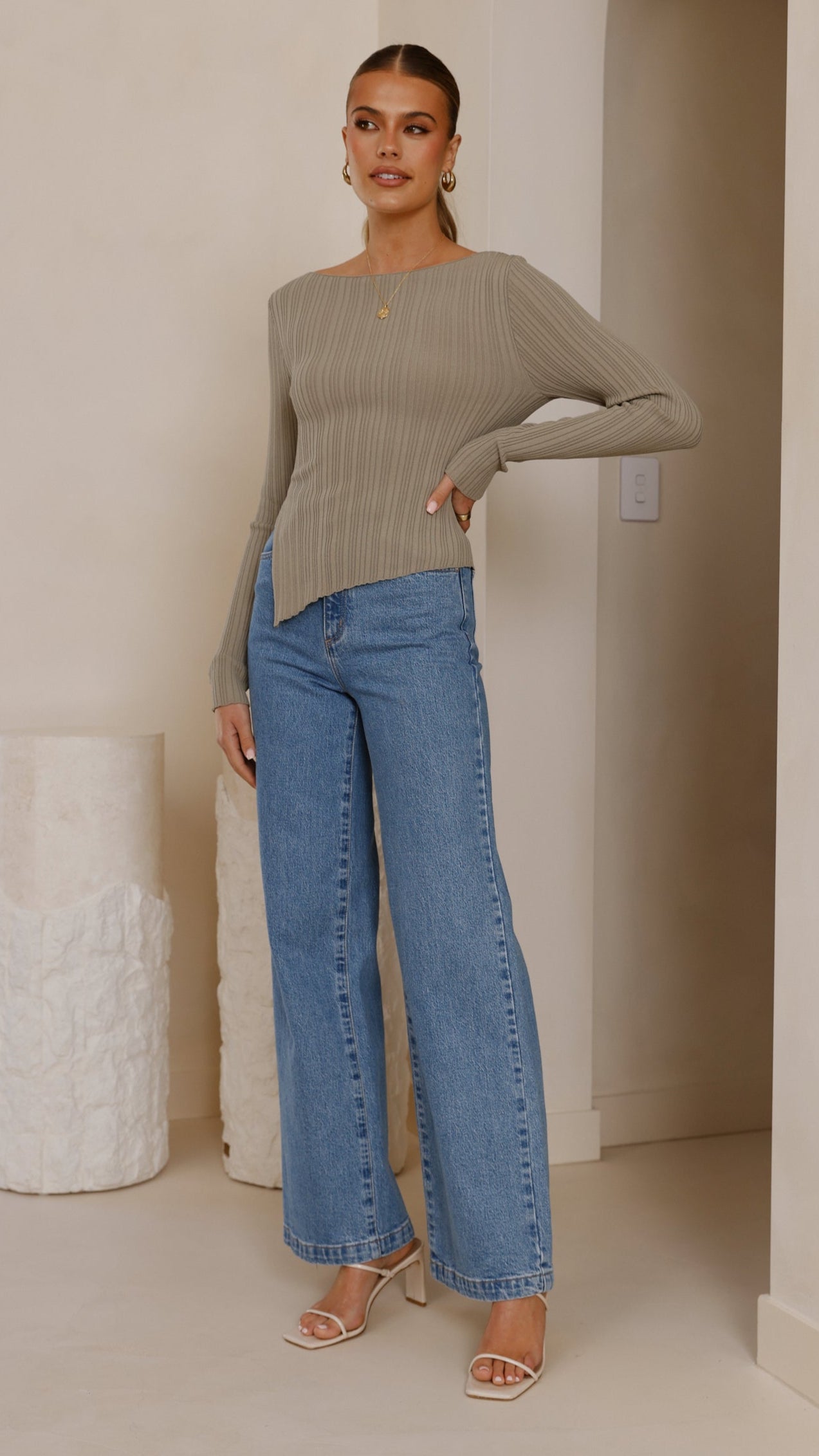 Isla Long Sleeve Top - Khaki