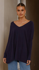 Amalia Knit Top - Navy