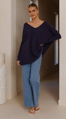 Amalia Knit Top - Navy
